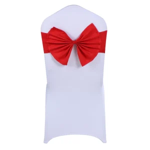Red Spandex Chair Bands Sashes 50 Pcs Wedding Banquet Party Event Decoration Chair Bows Ties