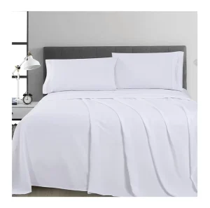Redsun Machine Washable Durable Friendly Soft Polyester Queen Flat Fitted Sheet Set