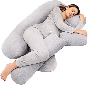 Removable Extended 2 in 1 U Shaped Full Body Maternity Care Abdominal Support Side Sleeping Maternity Pillow