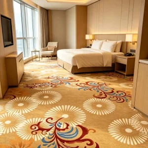 Resort Interior Decoration Nylon Bedroom Carpet Fireproof Silent Durable Custom Pattern Free Sample Overseas Engineering