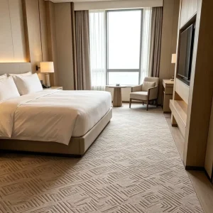 Resort Renovation Nylon Wall to Wall Bedroom Carpet Fire Safe Sound Absorb Customized Pattern Free Sample Bulk Client