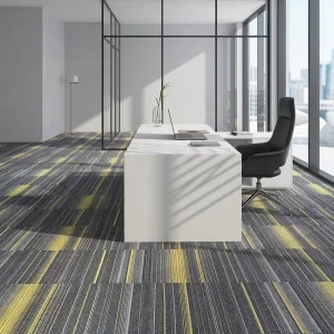 Restaurant Hotel Carpet Tile Self Adhesive Water Resistant Striped Square Polyester PVC Carpet Tile