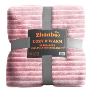 Retail Ready Knitted Flannel Jacquard Solid Blanket Soft Textured Throw for Home Decor Boutique and Gift Retailers
