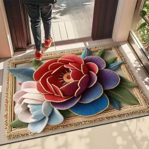 Retro Floral Doormat Cross Border Entryway Absorbent Durable Dirt Resistant Made of Durable Diatomaceous Earth