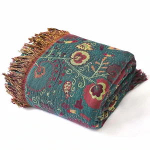 Retro Floral Moroccan Persian 100% Cotton Thickened Living Room Bedroom Bed Blanket Turkish Throw