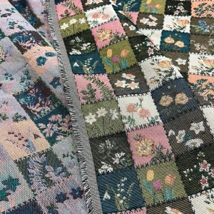 Retro Floral Patchwork Jacquard Upholstery Fabric For Sofa Cushion Tablecloth Tote Bag Jacket Home Decor