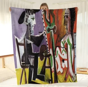 Retro Impressionist Art Throw Blanket Custom Printing for Sofa Bed Travel Picnic