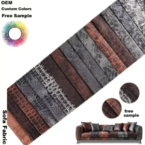 Retro Luxury Crocodile Pattern Technology Sofa Fabric 250GSM Polyester Multi Color