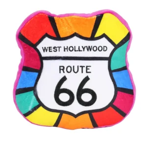 Retro Route 66 Throw Pillow Soft Plush Cushion with WEST HOLLYWOOD Embroidery for Home Decor