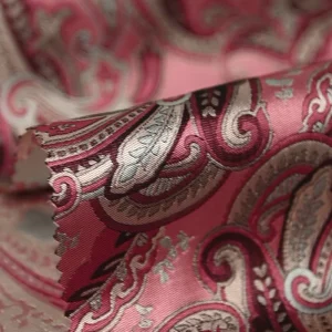 Retro Style Plant Geometry Cashew Flower Pattern Polyester Fabric Symmetrical Design Decorative Clothing Jacquard Fabric