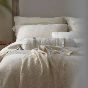 Retro Style Soft 3 Layer Gauze Cotton Linen Jacquard Bedding Set Summer Linen Bed Sheets Luxury Bed Set