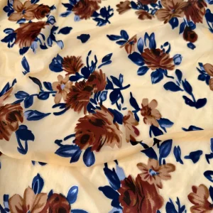 Retro Style Women’s Heavyweight Abrasion-Resistant Knitted Flocked Floral Pattern Flannel Fabric for Dresses