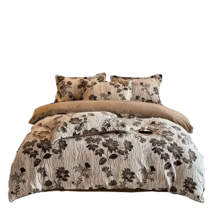 Retro Textured Floral Embossed Milk Velvet Bed Set Skin-Friendly Soft Flannel Coral Fleece Household Duvet Cover Kit