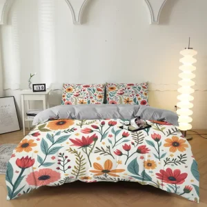 Retro Vintage Princess Style Washed Cotton 3 Piece Duvet Cover Set Soft Breathable 200TC Organic Bedding