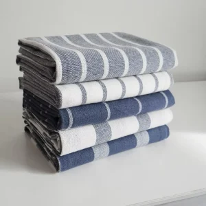 Reusable Custom Print Soft Plaid Striped Checkered Dish Towels Cotton Napkins Kitchen Tea Towel 5 piece Kitchen Set