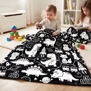 Reusable Graffiti Kids Blanket Polyester Coloring Throw Factory Price Low MOQ Private Label OEM ODM Export Quality