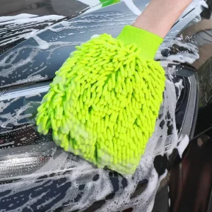 Reusable Square Glass Cleaning Mitt Microfiber Chenille Towel