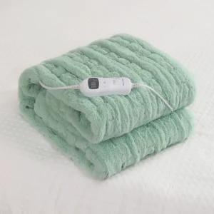 Reversible Flannel Warm Throw Heated Blanket Machine Washable Electric Blanket with 10 Heating Levels & Auto ShutOff