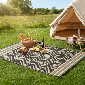 Reversible Outdoor Rug Waterproof Stain Resistant and Easy to Clean