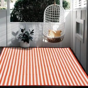 Reversible Plush PP Waterproof Outdoor RV Rug Patio Floor Carpet for Camping Trailers and Picnics