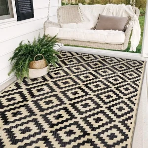 Reversible Rug Modern Area Rug Large Floor Mat Waterproof Outdoor Rug for Outdoors RV Patio Backyard Deck Picnic