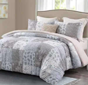 Reversible Soft Microfiber Bed Comforter Set Lightweight All Season Printed Polyester Filled Bedding