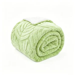 Reversible Warm Cozy Sage Green Fleece Throw Luxury Warm Leaf Flannel Blanket Soft Fleece Travel Blanket Bedding