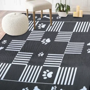 Reversible Weatherproof RV Outdoor Rug Square Area Mat Carpet Corner Loops for Patio Camping Picnic Prayer Made Recycled