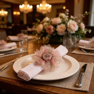 Rhinestone Cloth Flower Napkin Rings Serviette Ring Table Decoration Handicrafts Gift for Home Party Wedding Hotel Use