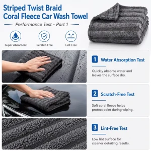 Ribbed Twisted Loop Microfiber Car Drying Towel Super Absorbent Scratch Free Lint Free for Auto Detailing