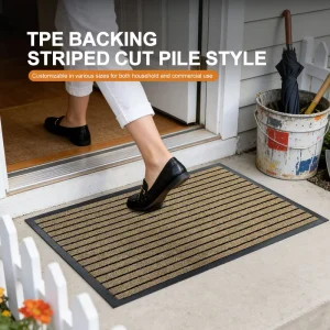 Ribs Design Cut Pile Doormat Durable PP Material TPE Backing Washable Non Slip Pet Friendly for Home Entrance
