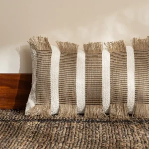Riches Base OEM Vintage Style Jute Stripes for Cozy Comfort Woven Pillowcase Black&white Home Decor Cushion Cover