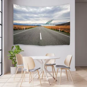 Roadscape Snow Mountain Beach Theme Pattern Wall Tapestry