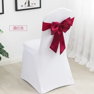 Romantic Elegant Colorful Wedding Banquet Satin Chair Sashes for Chair Cover Self Tied Bows Party Decoration Custom Design Hotel