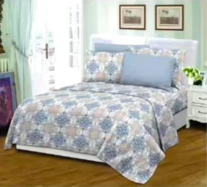 Romantic French Country Floral Patchwork Comforter Set 6 Pcs Super Soft Brushed Microfiber Knitted All Season Durable Bed Linens