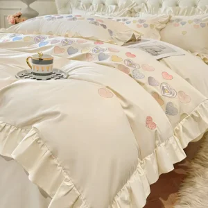 Romantic Maiden 100 Percent Pure Cotton Flower Embroidery Bedspread Luxury Bedding Set