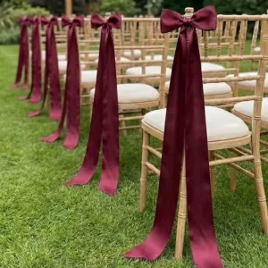Romantic Outdoor Chair Decoration Chair Sash Elegant Satin Chair Bows for Wedding Banquet Party