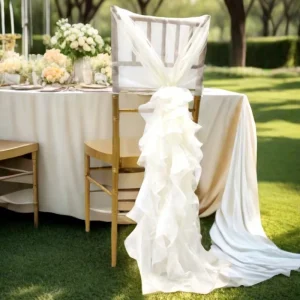 Romantic Ruffle Chiffon Chair Cover Chiffon Chair Sash for Wedding Event Decoration