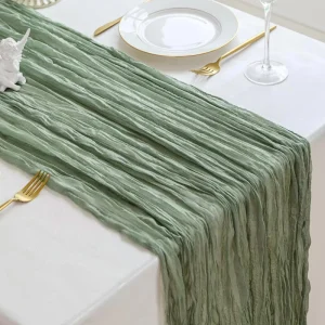 Romantic Sheer Voile Table Runner Pleated Gauze Table Runner for Wedding Reception Party Decoration Rustic Boho Home Decor