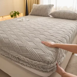 Ropa De Cama Solid Color Plain Design Taffeta Velvet Jacquard Fitted Bed Sheet Twill Print Non-slip Bedding Bedsheets Mattress