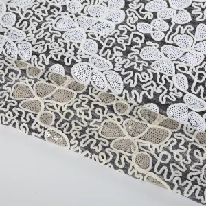Rope Embroidery Shimmer Sequins Coated Denim Fabric Jeans Accessories