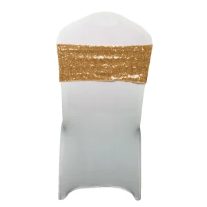 Rose Gold Sequin Spandex Party Wedding Chair Sashes Bands Wedding Decoration
