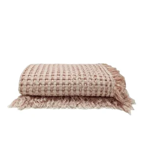 Rose Pink Customized Soft Bamboo Throw Blanket Waffle Style Bamboo Viscose Cotton Bed Throw Blanket