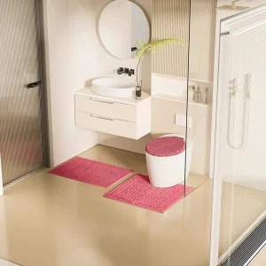 Rose Red Bath Mat Set 3 Pieces Toilet Three Piece Set Bathroom Non Slip Bathroom Floor Mat