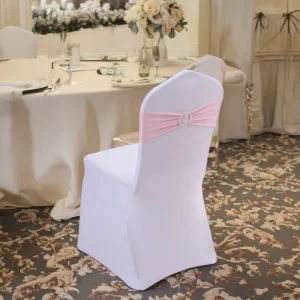 Rose Red Gold Rhinestone Buckle Chair Sashes Polyester Wedding Party Chair Bows for Armchair Decorations