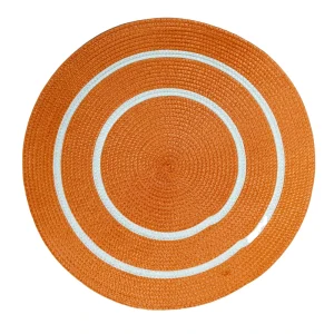 Round Braided Placemat Orange Polypropylene Woven Table Mat Washable Dining Table Place Mats for Home Restaurant Wedding Decor