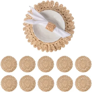 Round Corn Husk Placemats Farmhouse Spring Place Mats Wicker Plate Chargers Table Mats