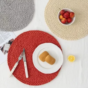 Round Decorative Paper Place Mats Hand Woven Placemat for Dining Table