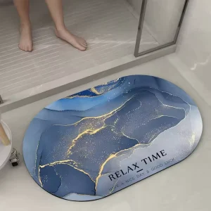 Round Fast Water Absorbent Anti Slip Print Diatomite Bathroom Mat with Customized Color and Logo