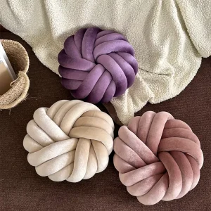 Round Knotted Sofa Pillow Living Room Knot Throw Pillow Decor Hand Woven Pillows for Couch for Home Decor Cushion